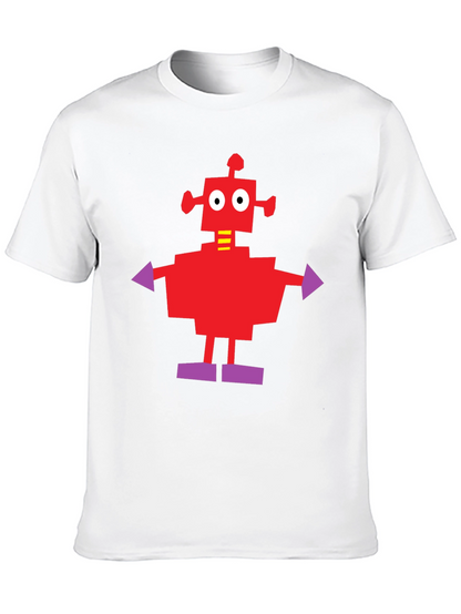 Camiseta Negra con Robot Rojo y Morado