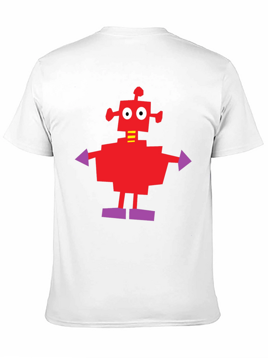 Camiseta Negra con Robot Rojo y Morado