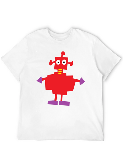 Camiseta Negra con Robot Rojo y Morado