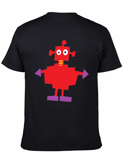 Camiseta Negra con Robot Rojo y Morado