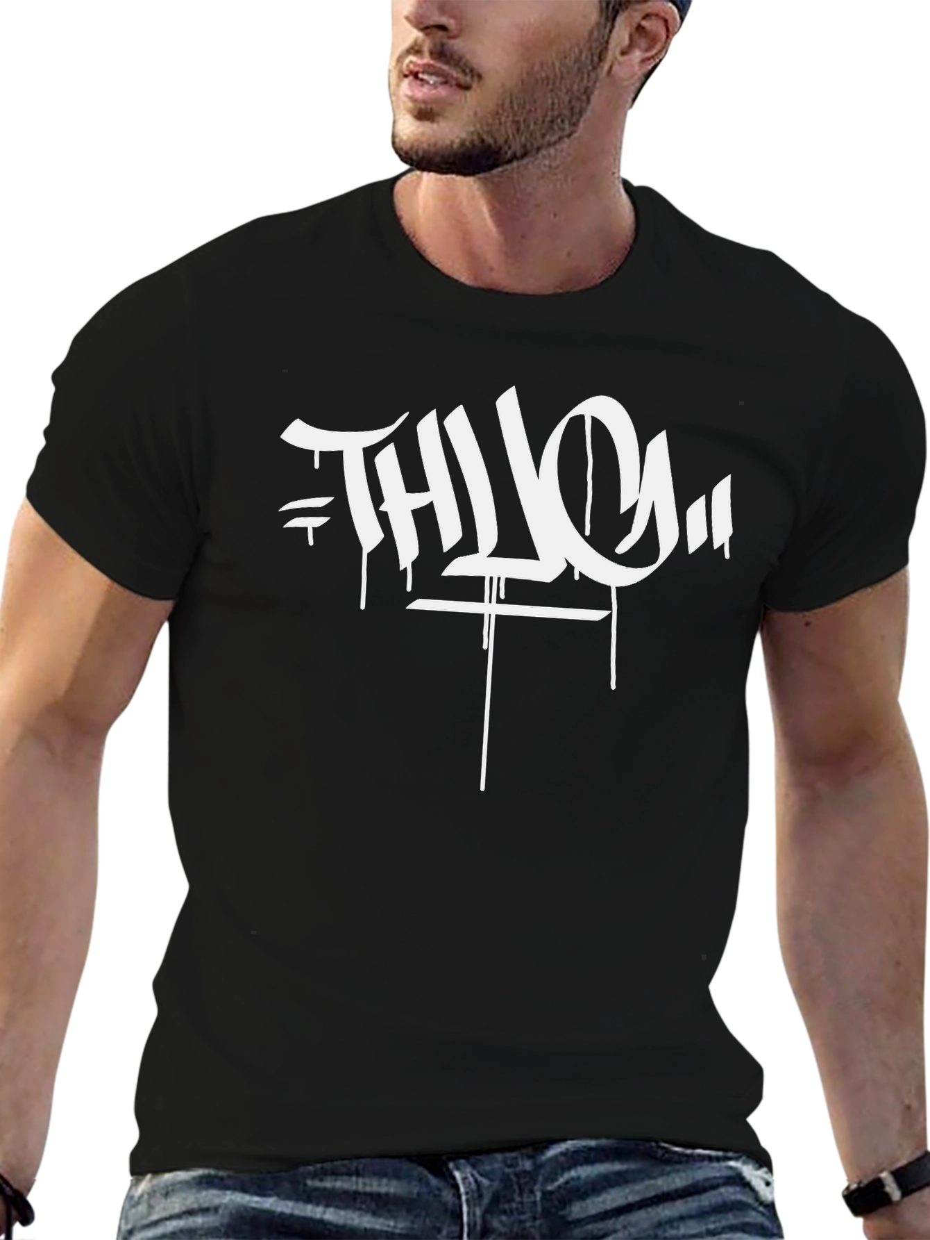 Camiseta Negra THUG Estilo Graffiti Urbano