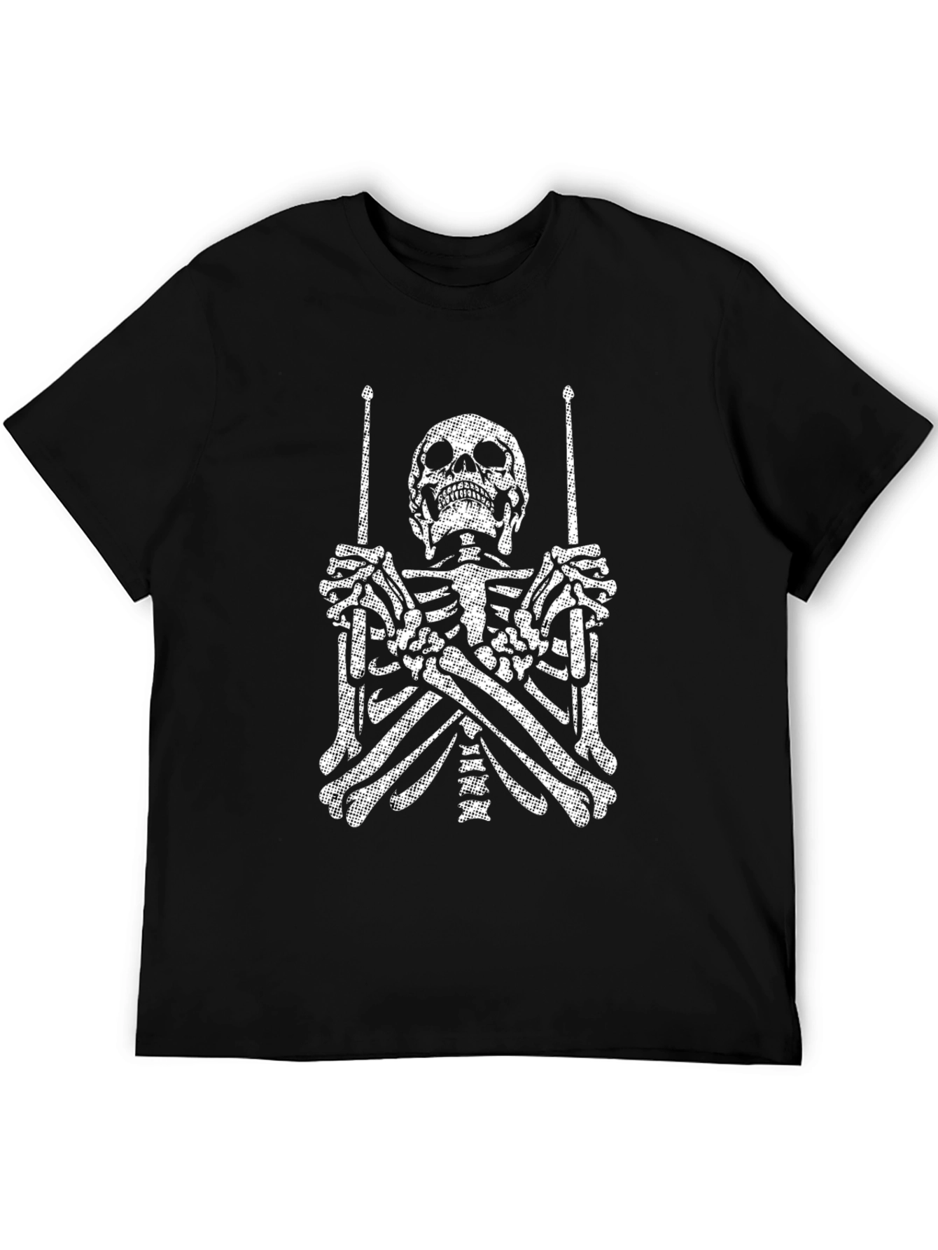 Camiseta Negra con Esqueleto Baterista