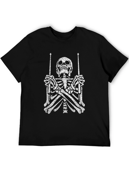Camiseta Negra con Esqueleto Baterista