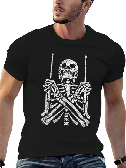 Camiseta Negra con Esqueleto Baterista