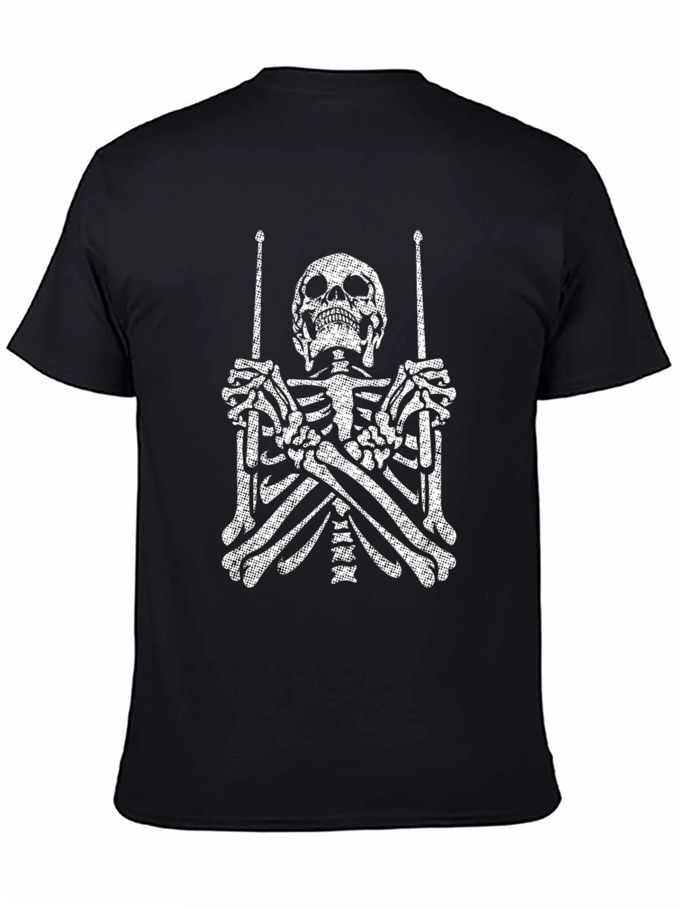 Camiseta Negra con Esqueleto Baterista