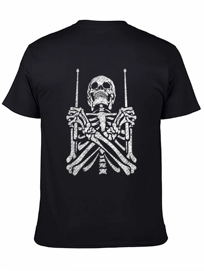 Camiseta Negra con Esqueleto Baterista