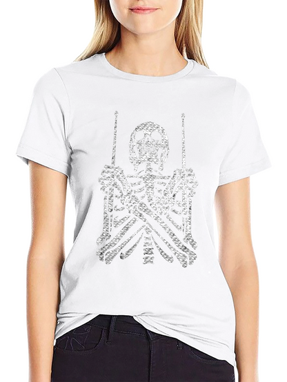 Camiseta Negra con Esqueleto Baterista