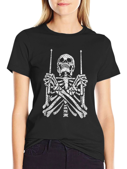 Camiseta Negra con Esqueleto Baterista