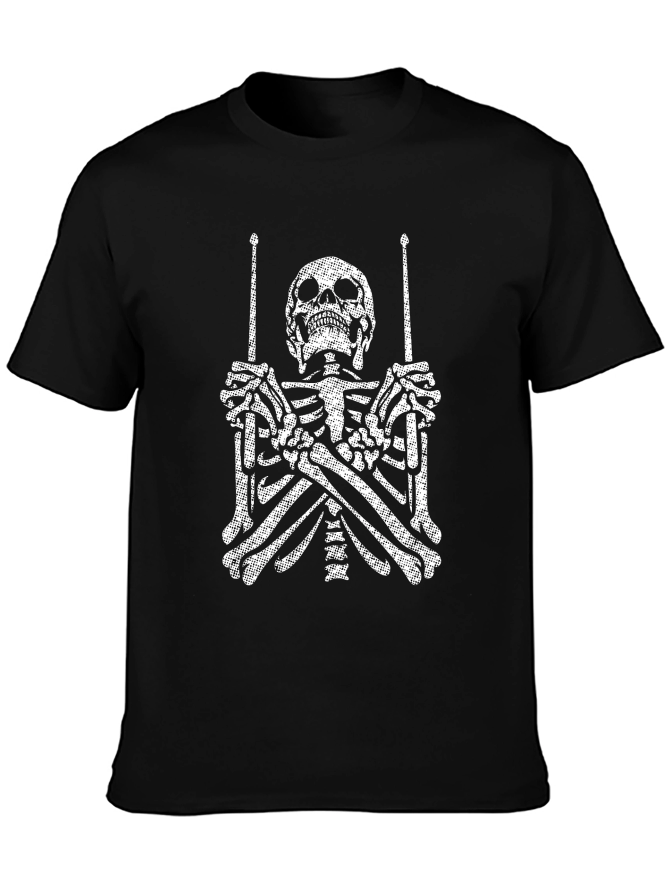 Camiseta Negra con Esqueleto Baterista