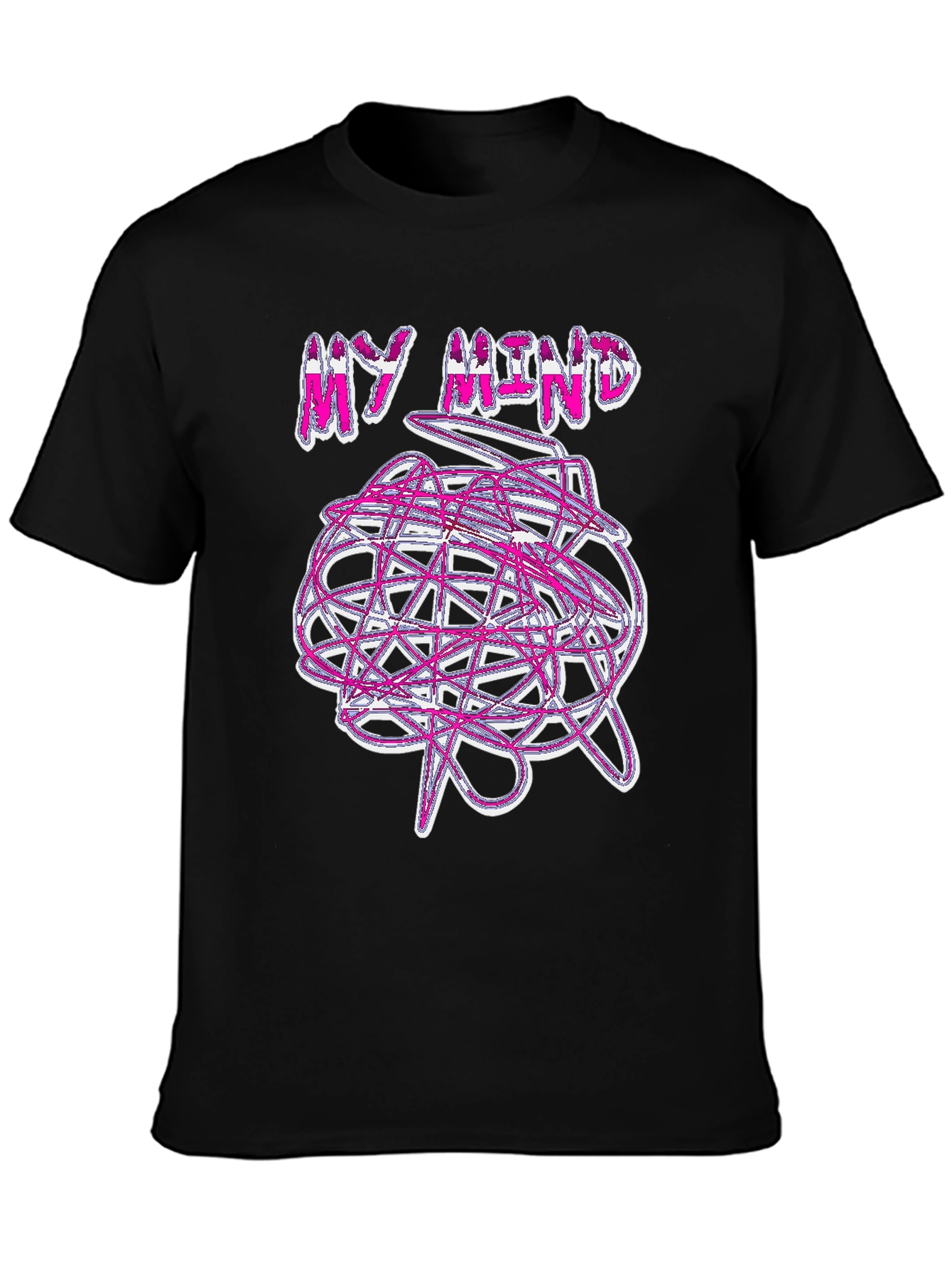 Camiseta Negra My Mind Diseño Abstracto