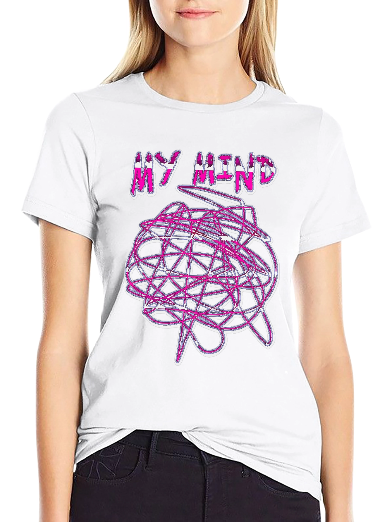 Camiseta Negra My Mind Diseño Abstracto