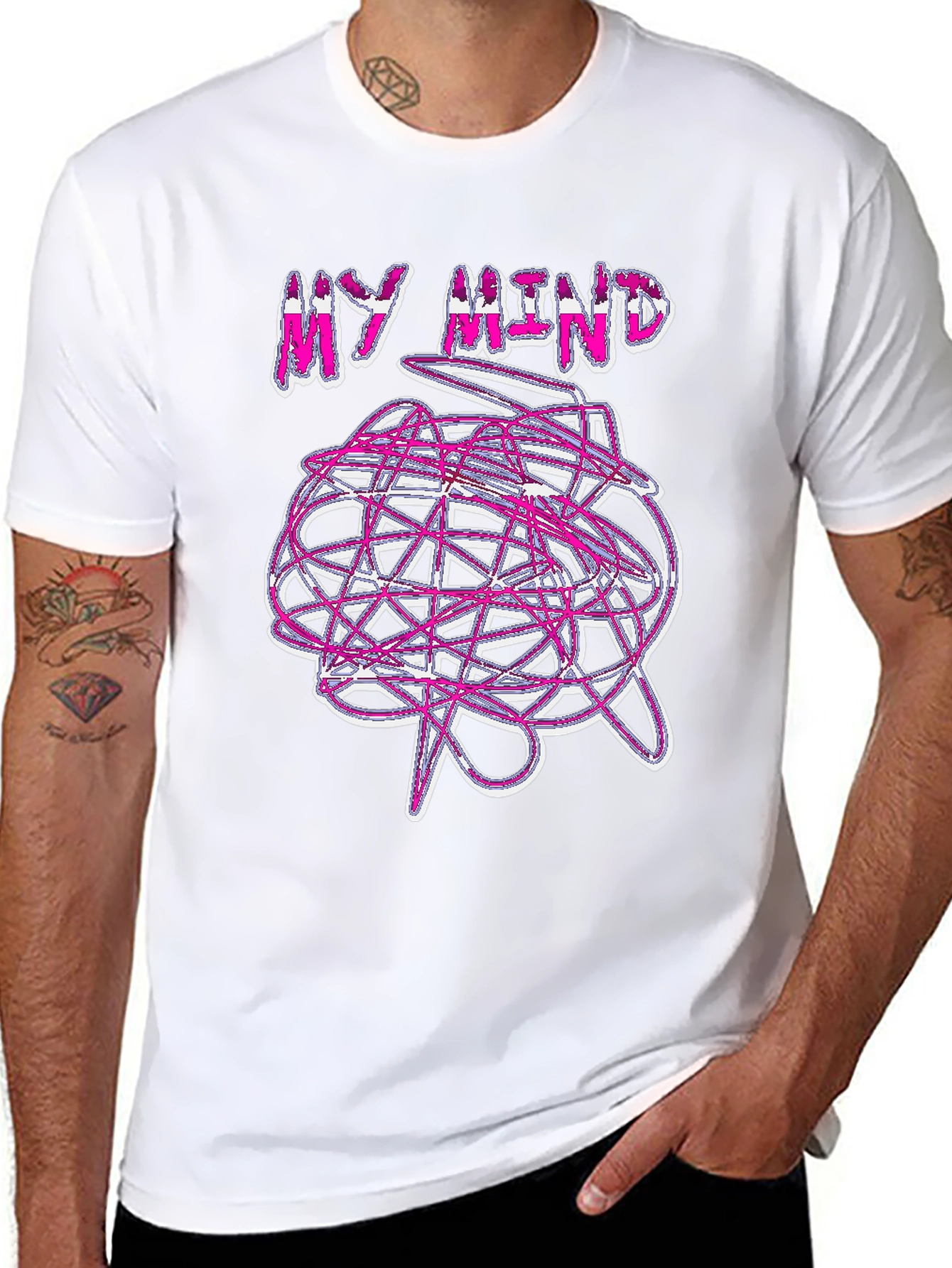 Camiseta Negra My Mind Diseño Abstracto