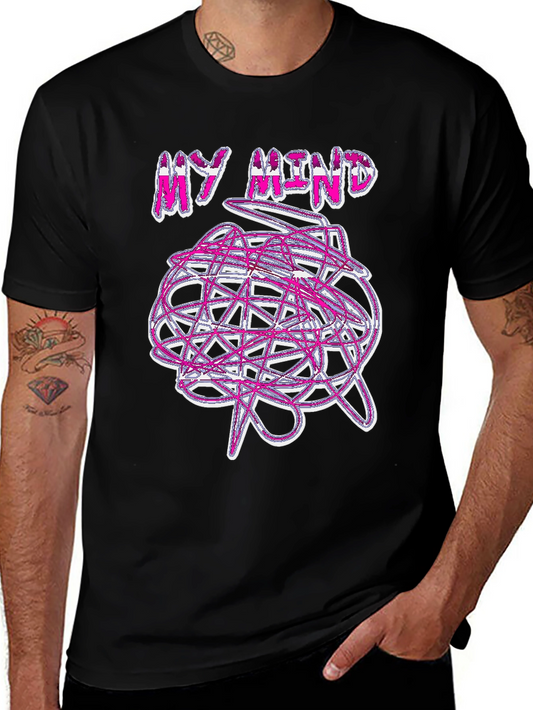 Camiseta Negra My Mind Diseño Abstracto