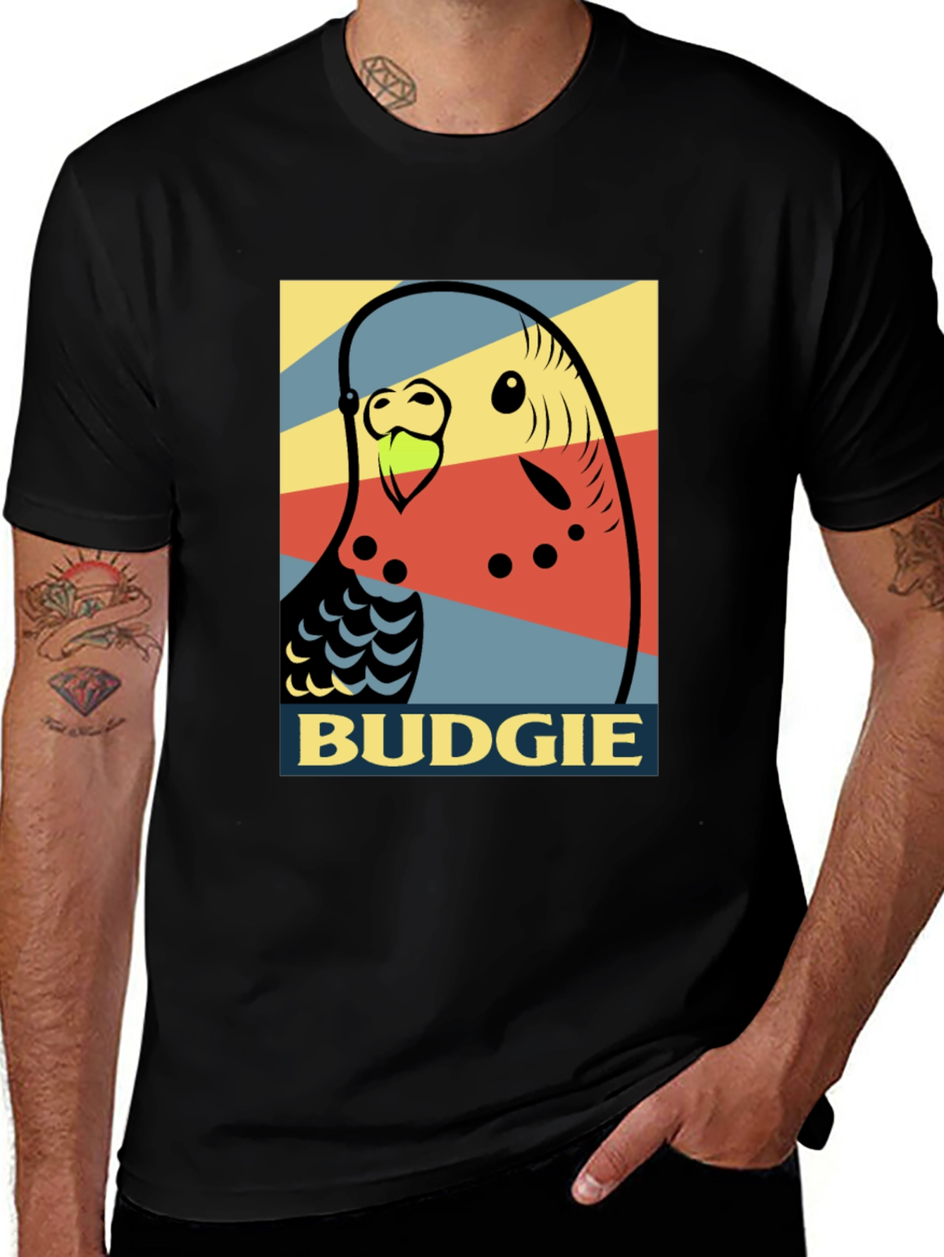 Camiseta Hombre - Diseño Pop Art Periquito