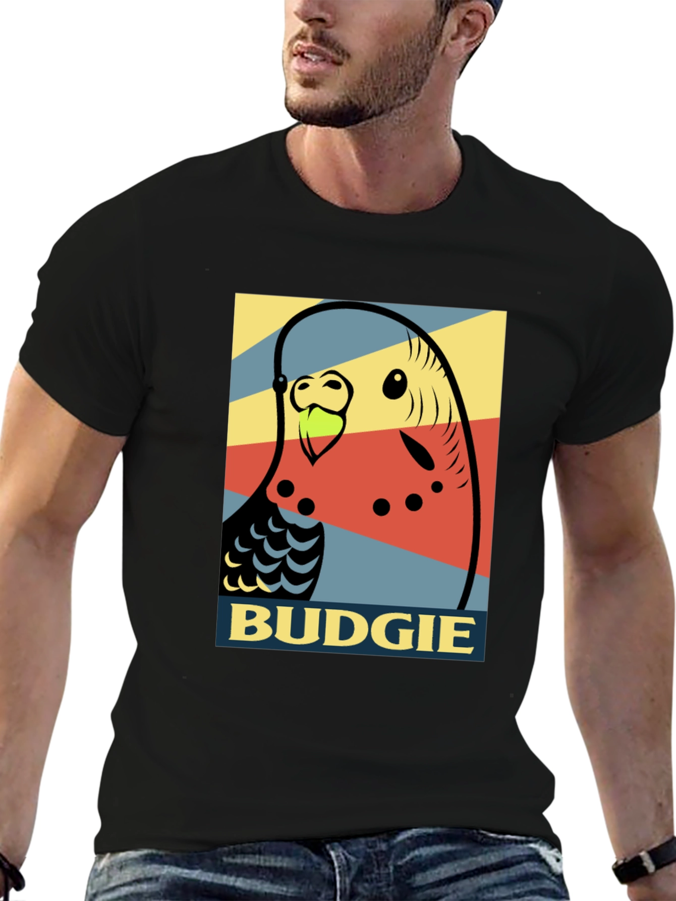 Camiseta Hombre - Diseño Pop Art Periquito