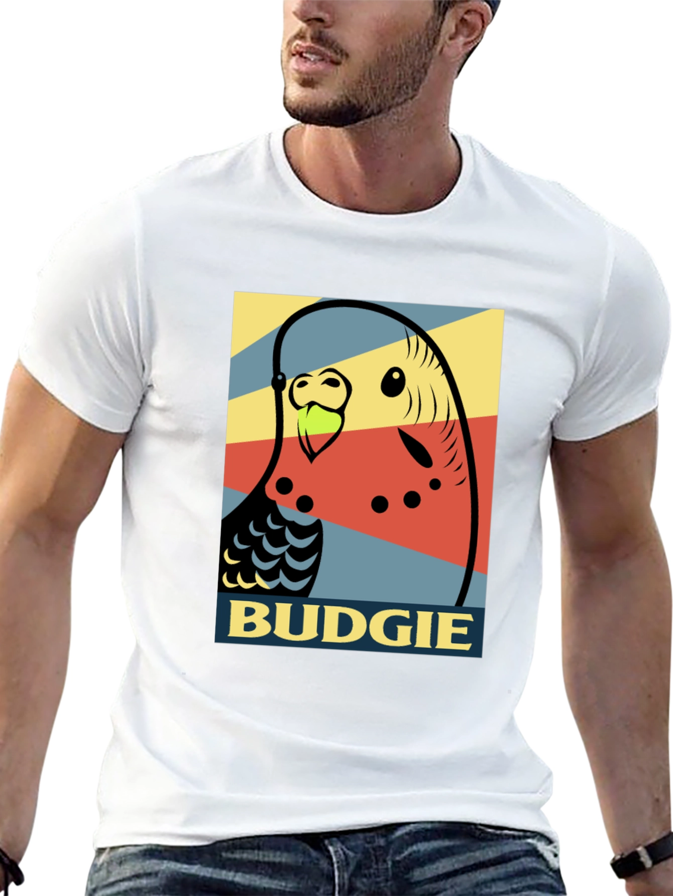 Camiseta Hombre - Diseño Pop Art Periquito