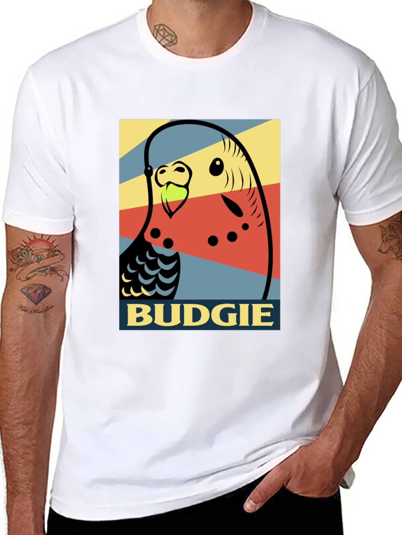 Camiseta Hombre - Diseño Pop Art Periquito