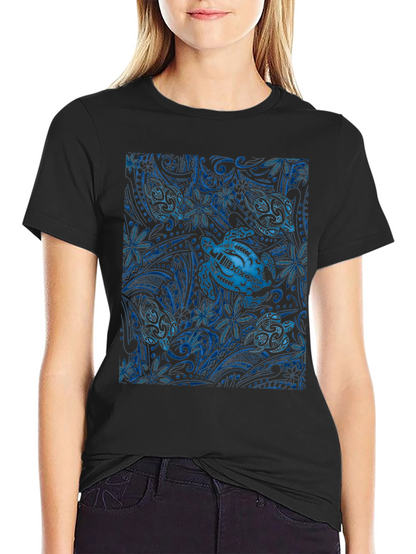 Camiseta Negra con Diseño de Tortugas Marinas