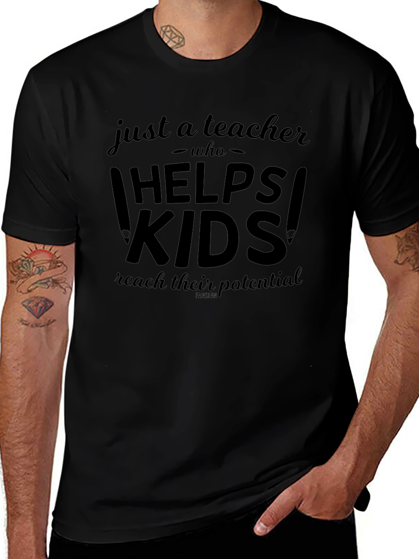 Camiseta Negra Just a Teacher Who Helps Kids