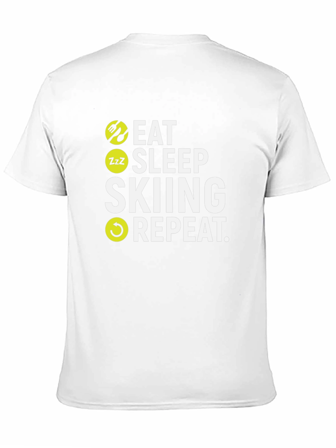 Camiseta Negra Esquí: Come Duerme Esquía Repite