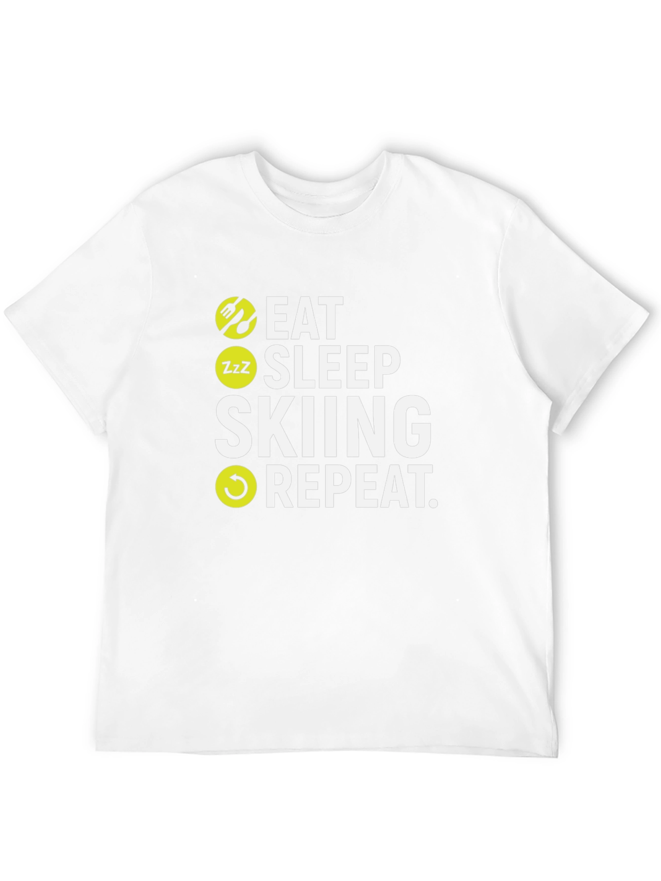 Camiseta Negra Esquí: Come Duerme Esquía Repite