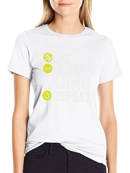 Camiseta Negra Esquí: Come Duerme Esquía Repite