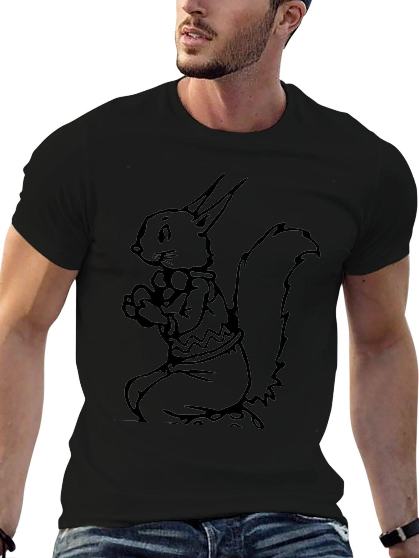 Camiseta Negra con Diseño de Ardilla
