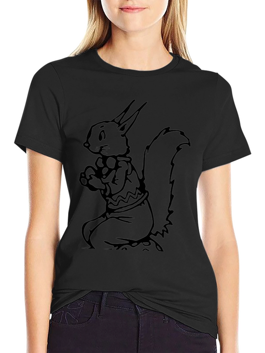 Camiseta Negra con Diseño de Ardilla
