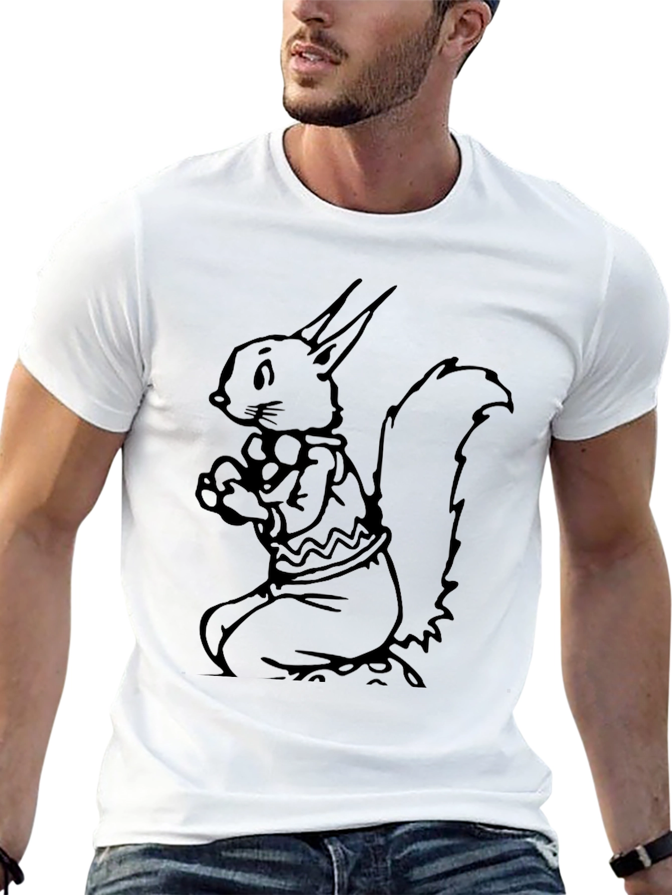 Camiseta Negra con Diseño de Ardilla