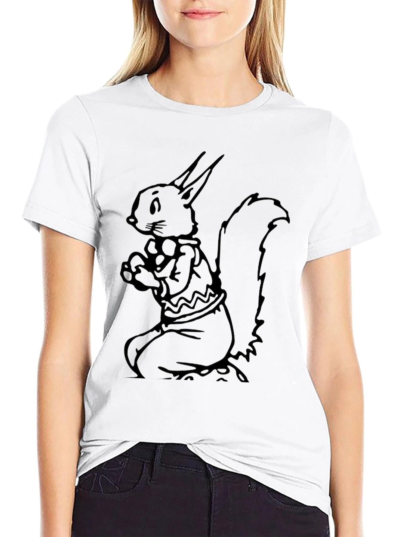 Camiseta Negra con Diseño de Ardilla