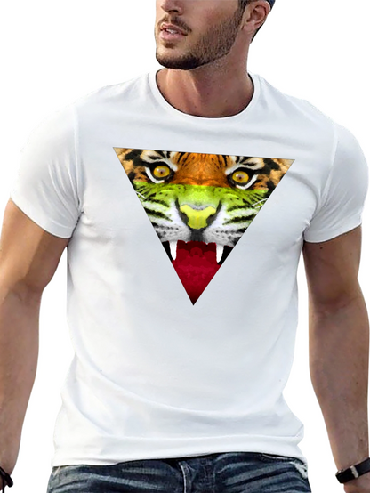 Camiseta Negra Hombre - Diseño Tigre Triangular
