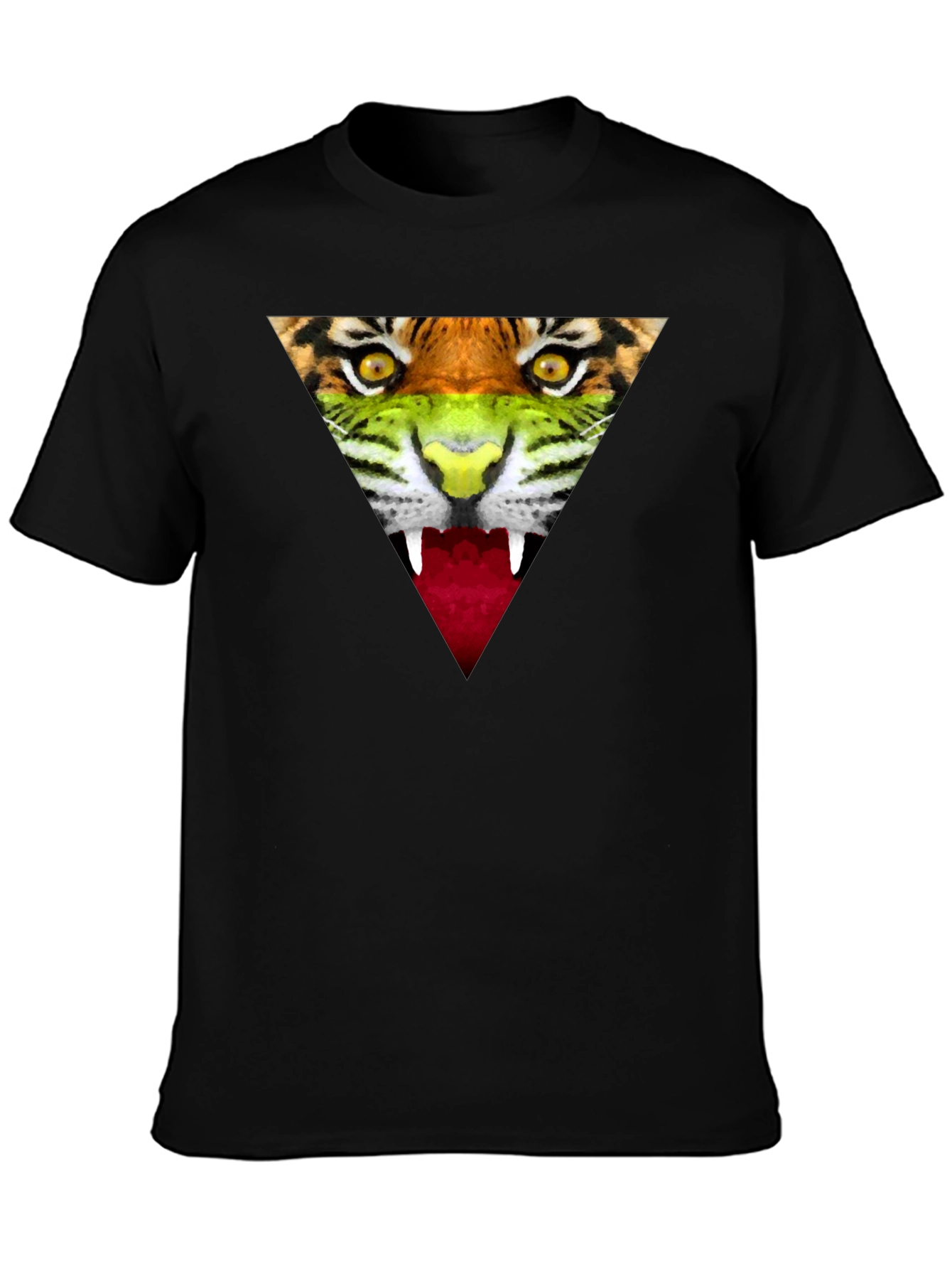 Camiseta Negra Hombre - Diseño Tigre Triangular