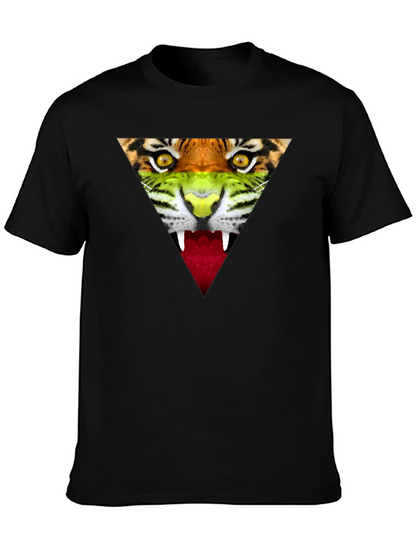 Camiseta Negra Hombre - Diseño Tigre Triangular