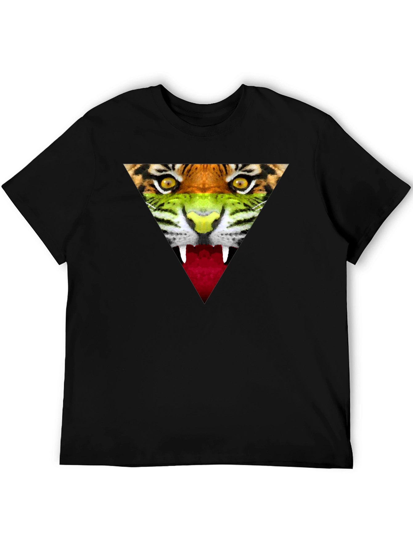 Camiseta Negra Hombre - Diseño Tigre Triangular
