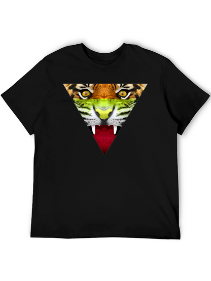 Camiseta Negra Hombre - Diseño Tigre Triangular