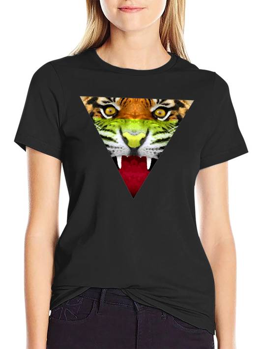 Camiseta Negra Hombre - Diseño Tigre Triangular