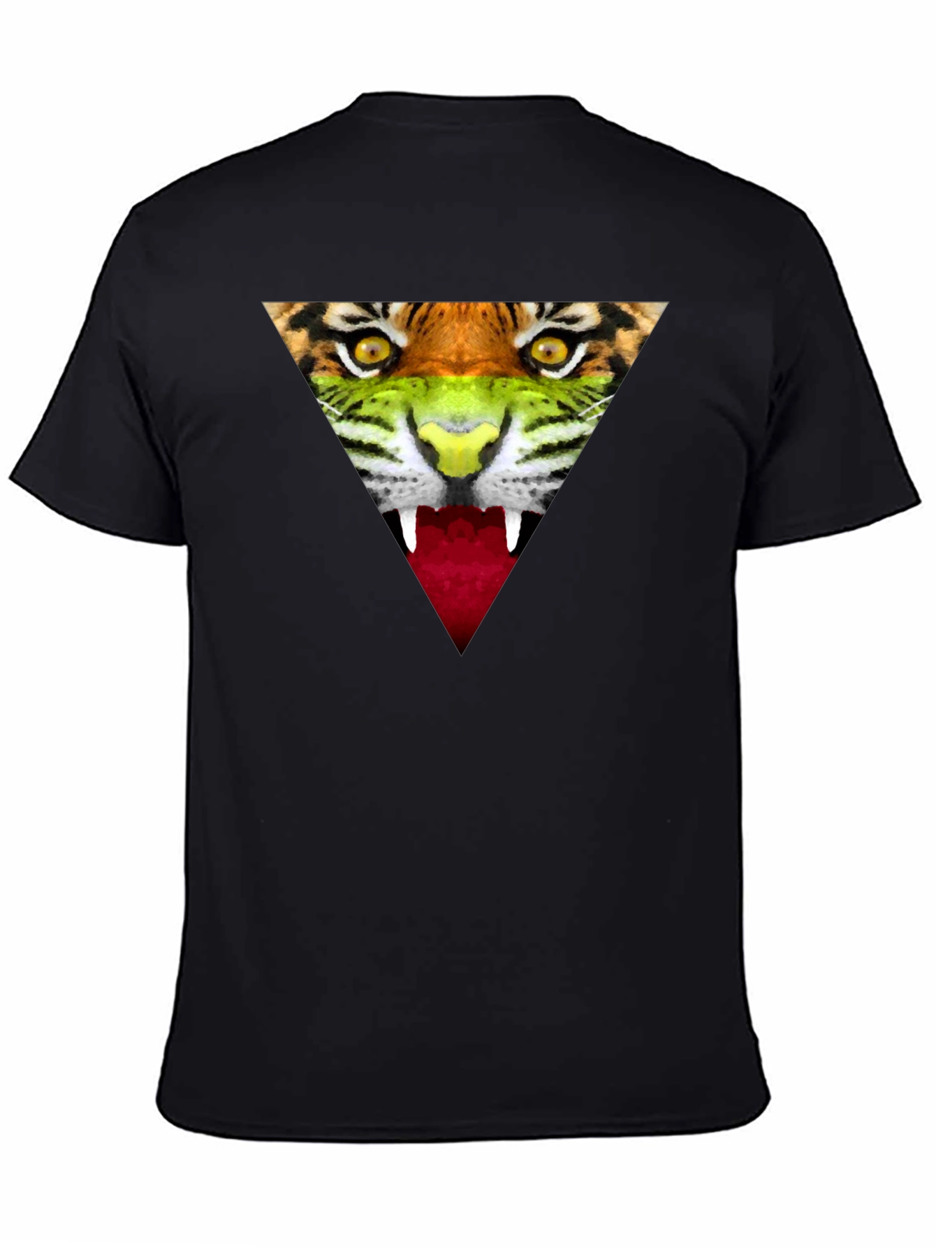 Camiseta Negra Hombre - Diseño Tigre Triangular