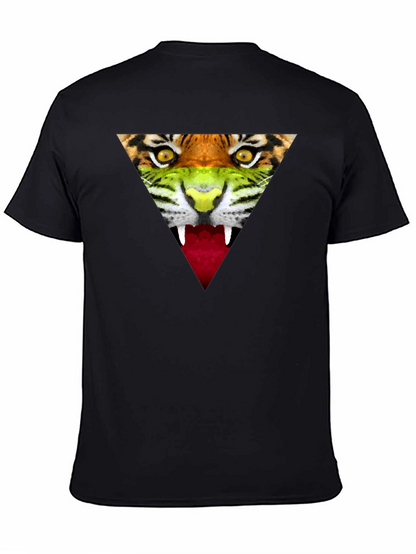 Camiseta Negra Hombre - Diseño Tigre Triangular