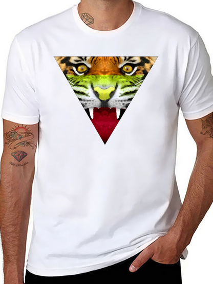 Camiseta Negra Hombre - Diseño Tigre Triangular