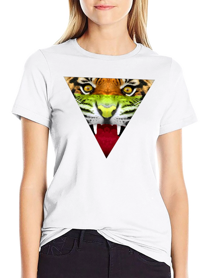 Camiseta Negra Hombre - Diseño Tigre Triangular