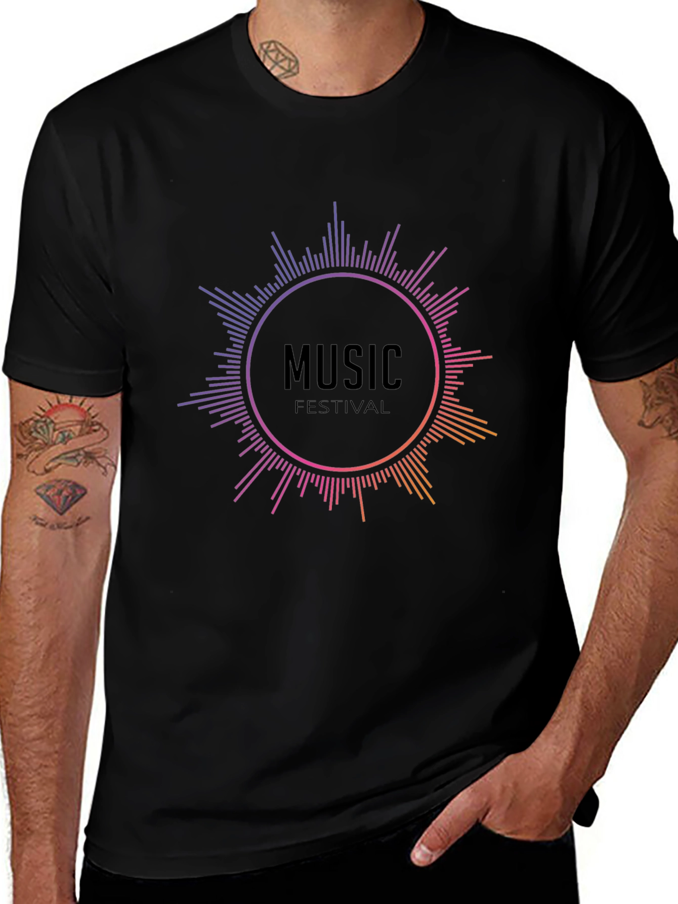 Camiseta Negra Music Festival para Hombre