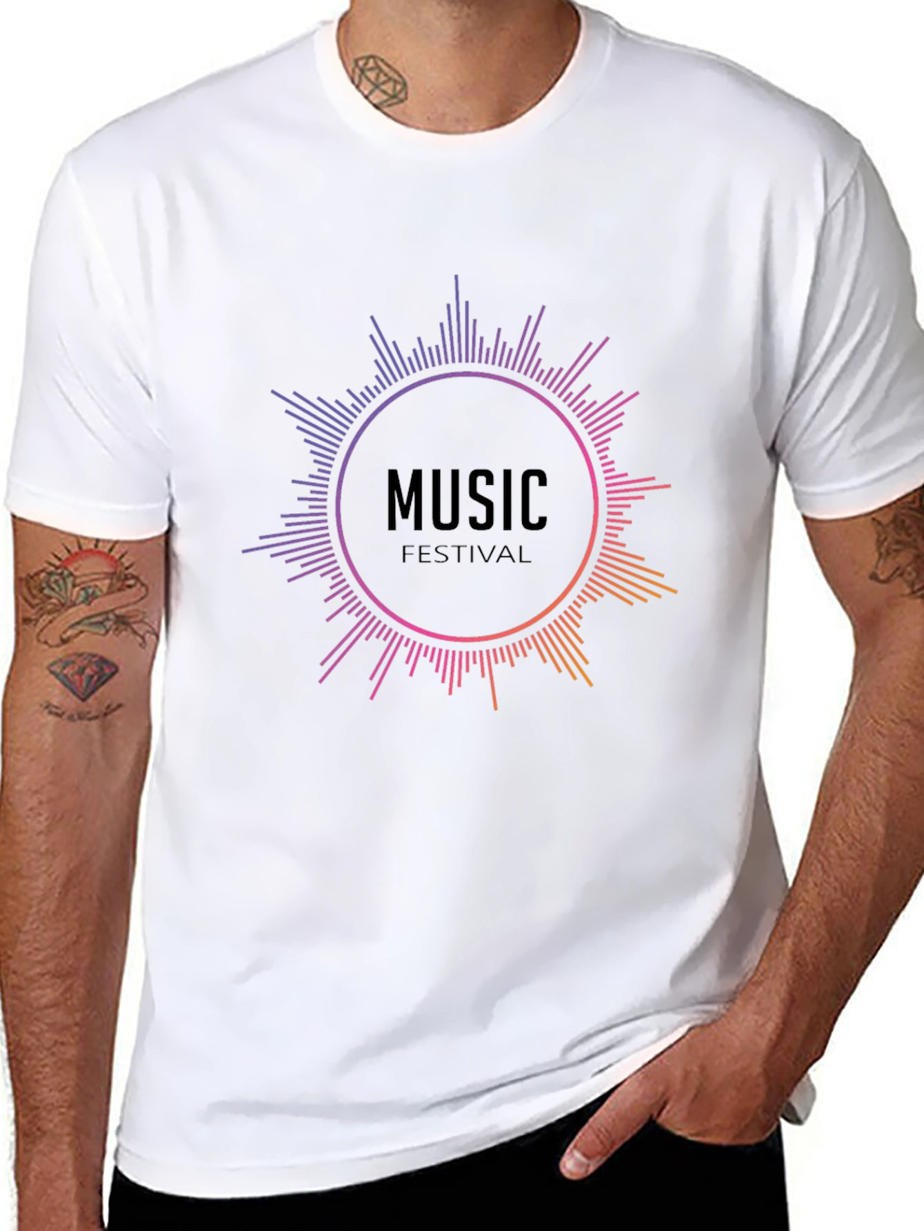 Camiseta Negra Music Festival para Hombre
