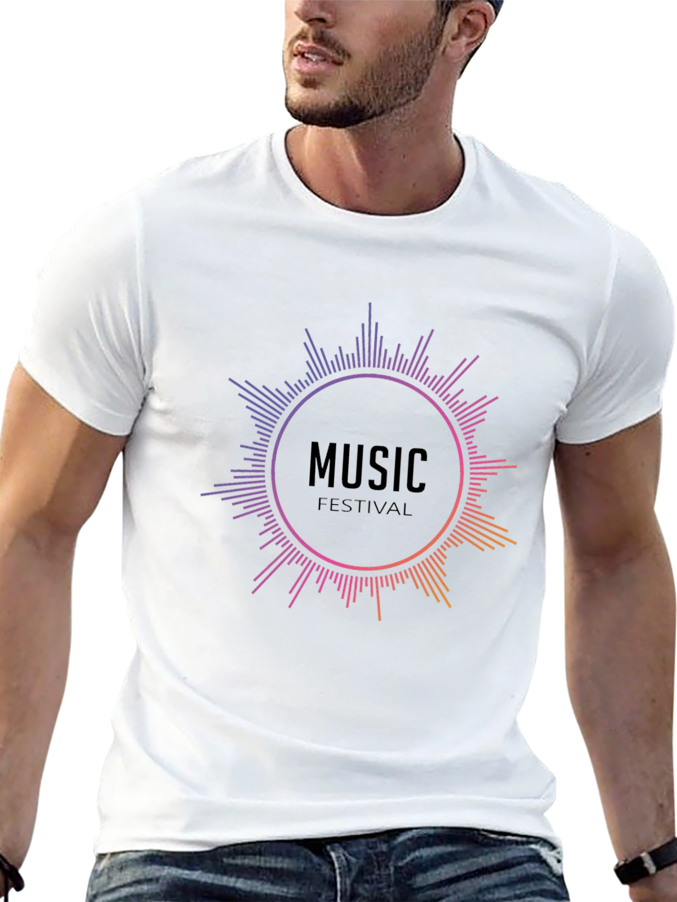 Camiseta Negra Music Festival para Hombre