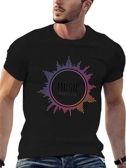 Camiseta Negra Music Festival para Hombre