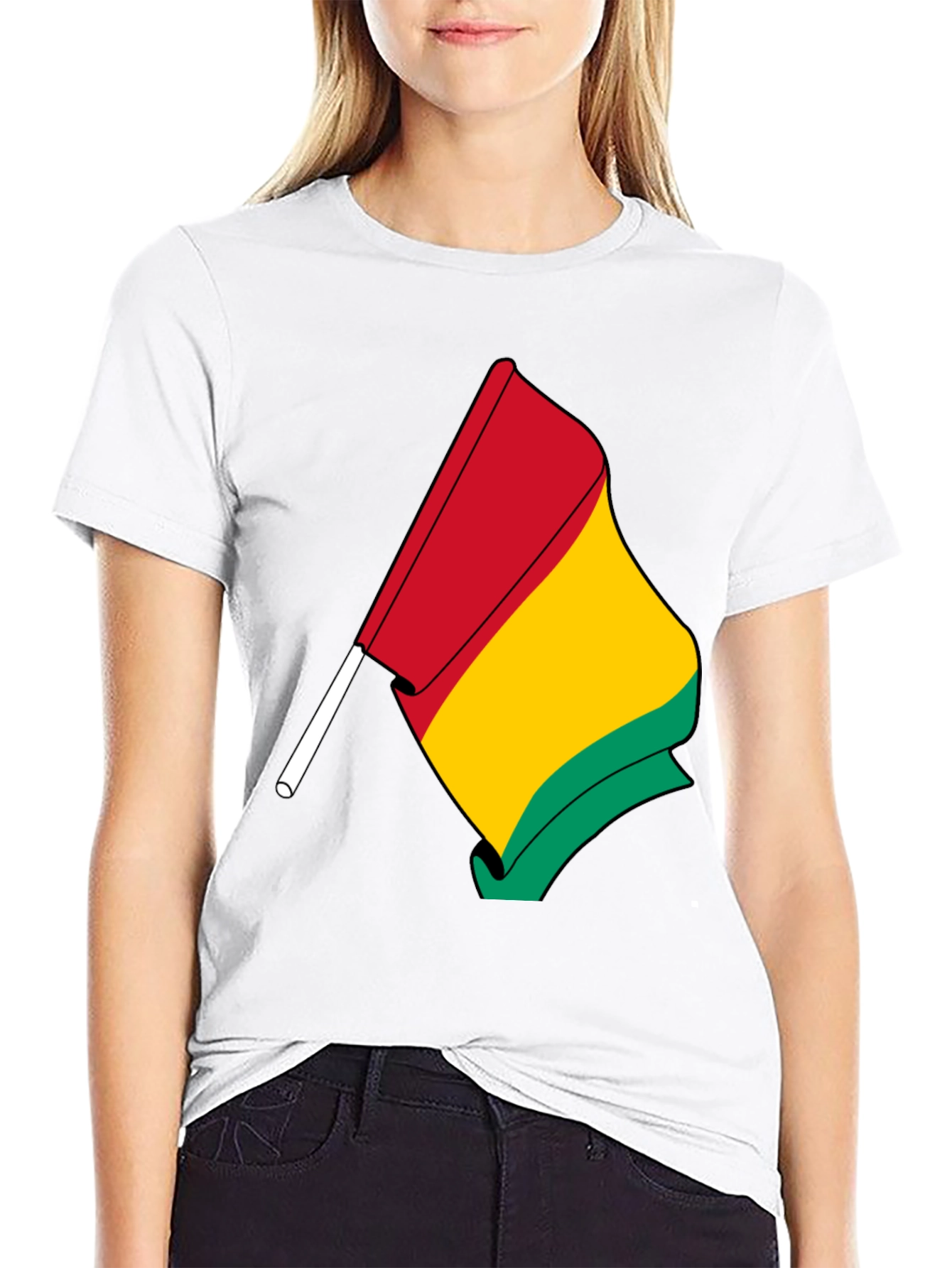 Camiseta Negra con Bandera Guinea