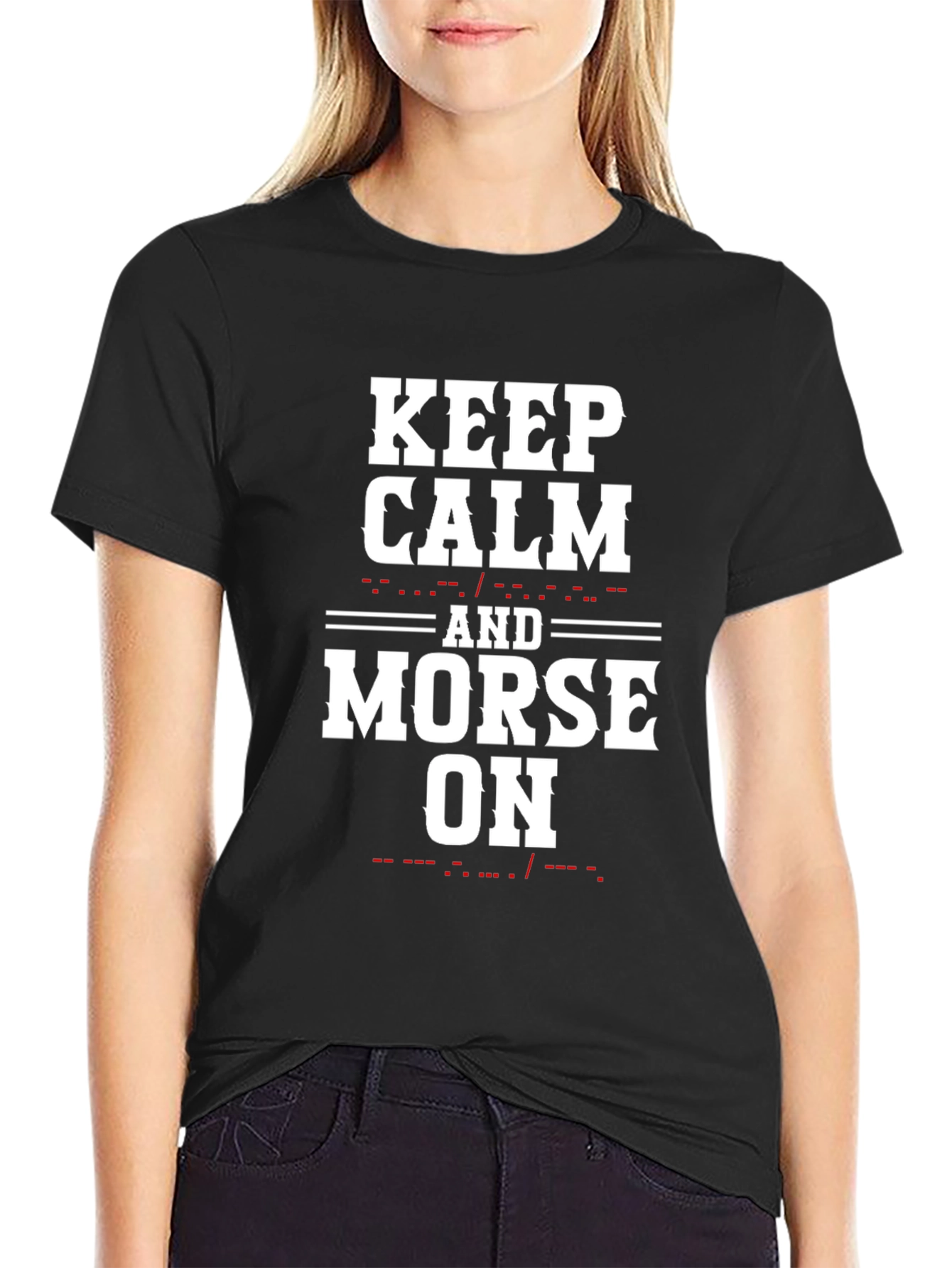 Camiseta Negra Keep Calm and Morse On