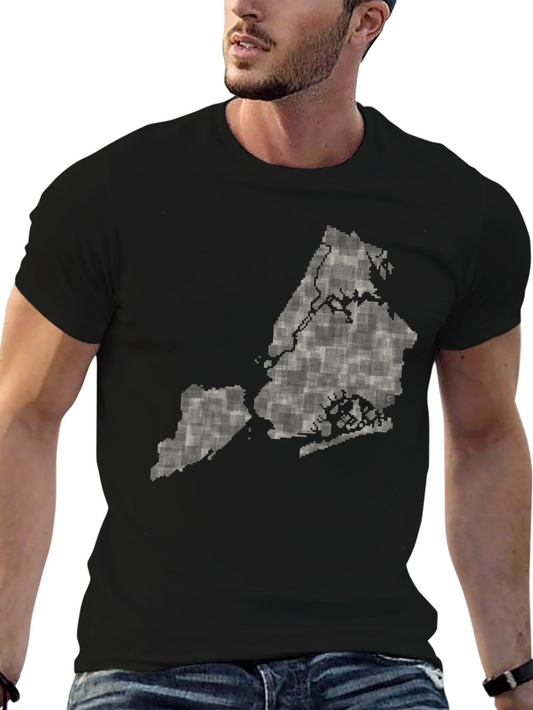 Camiseta Negra con Diseño de Mapa Urbano