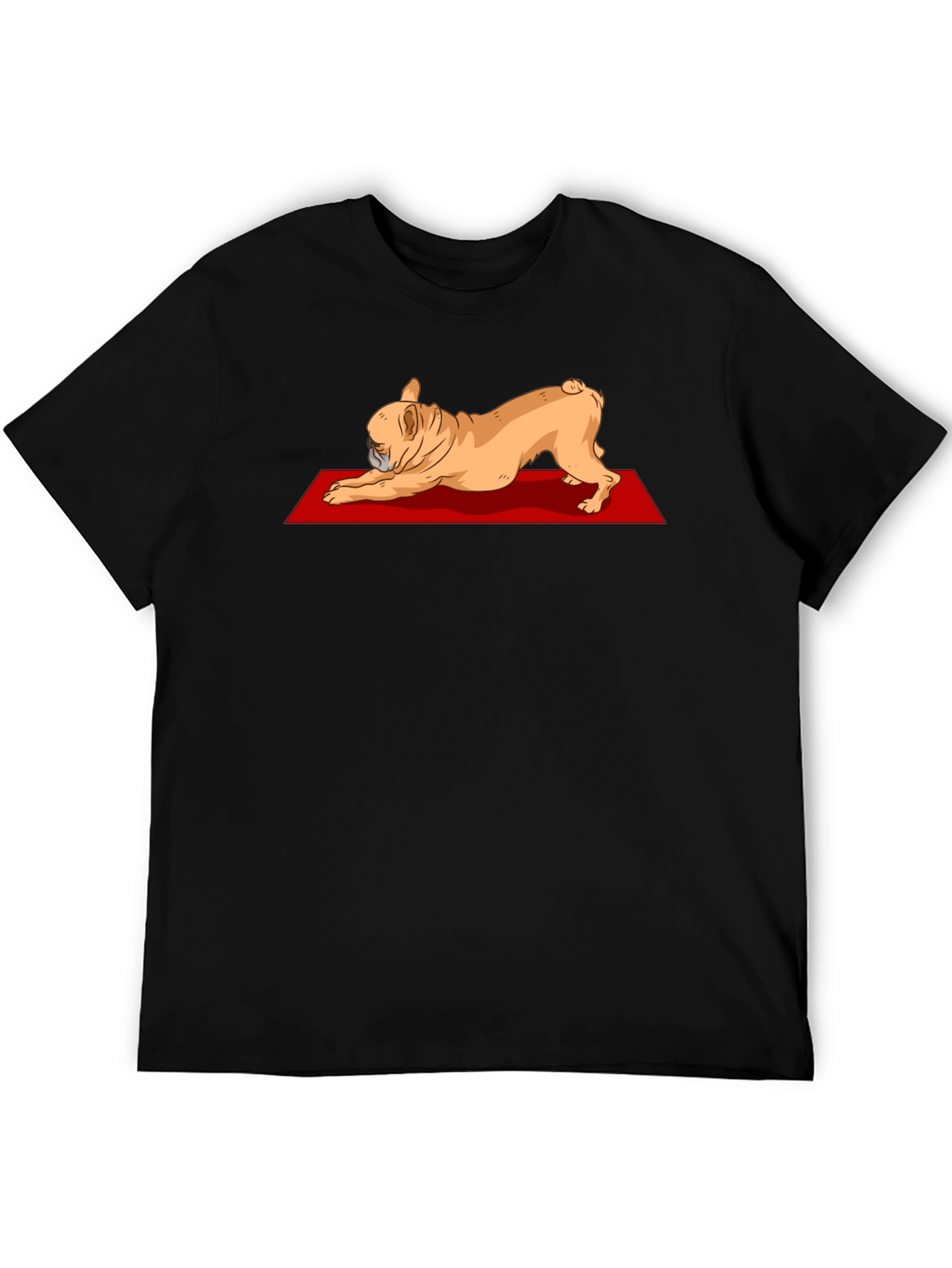 Camiseta Negra con Diseño de Bulldog Francés Yoga