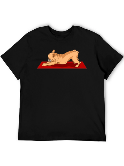 Camiseta Negra con Diseño de Bulldog Francés Yoga