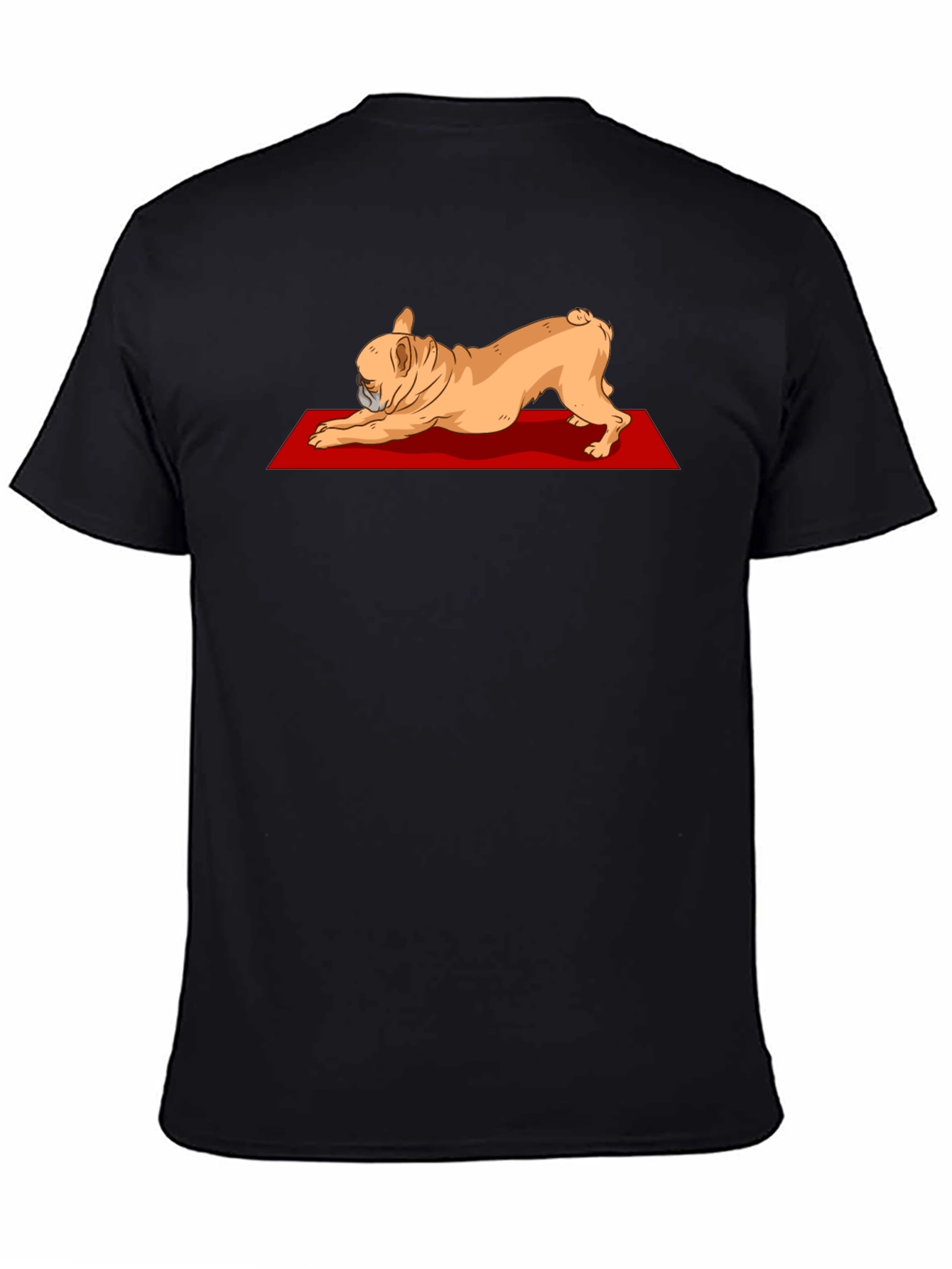 Camiseta Negra con Diseño de Bulldog Francés Yoga